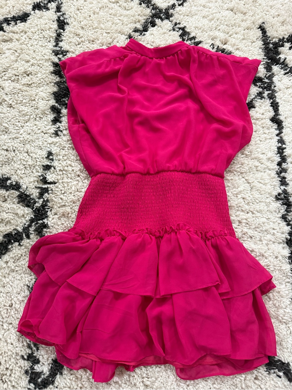 TCEC Fuchsia Smocked Waist Ruffle Dress